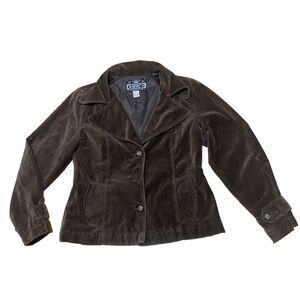 Urban Vibe Brown Suede Cotton Jacket Women S Velvet 3 Button 90s Lined Blazer